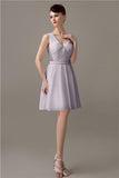 Charming A-line Chiffon V-neck Backless Bridesmaid Dresses