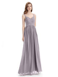 Spaghetti Straps Chiffon A-line Sleeveless V-neck Floor-Length Bridesmaid Dresses