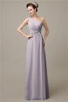 Simple A-line Chiffon One Shoulder Floor-Length Long Bridesmaid Dresses.