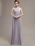 Simple One-shoulder Chiffon Long Bridesmaid Dresses