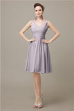 Elegant V-neck  A-line Knee-Length Bridesmaid Dresses