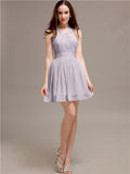 Chiffon A-line Halter Knee-Length Bridesmaid Dresses