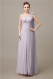 One Shoulder Chiffon A-line Floor-Length Bridesmaid Dresses