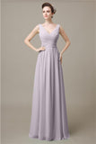 V-Neck Chiffon A-line Floor-Length Bridesmaid Dresses