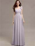 A-line One-Shoulder With Flowers Floor-Length Bridesmaid Dresses