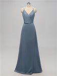 A-line V Neck Floor Length Bridesmaid Dresses