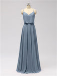 A-line Spaghetti Strap Chiffon Floor Length Bridesmaid Dresses