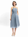 A-line Halter Sleeveless Pleats Short Bridesmaid Dresses