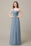 One-Shoulder A-line Sleeveless Floor-Length Bridesmaid Dresses