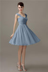 Simple A-line Knee-Length Chiffon Half-Back Bridesmaid Dresses