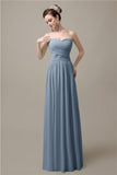 Sweetheart A-line Simple Chiffon Floor-Length Long Bridesmaid Dresses