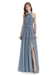 Beautiful Halter Chiffon A-line Sleeveless Floor-Length Bridesmaid Dresses