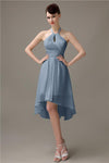 Unique A-line Halter High-Low Short Bridesmaid Dresses