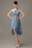 Unique A-line Halter High-Low Short Bridesmaid Dresses