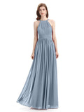 Charming Halter Chiffon A-line Sleeveless Floor-Length Bridesmaid Dresses