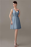 Charming A-line Chiffon V-neck Backless Bridesmaid Dresses