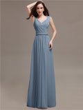 Honest A-line Chiffon Long Bridesmaid Dresses