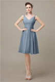 Elegant V-neck  A-line Knee-Length Bridesmaid Dresses