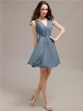 V-Neck Short A-Line Knee length Bridesmaid Dresses