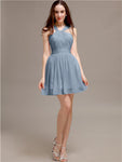 Chiffon A-line Halter Knee-Length Bridesmaid Dresses