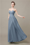 Pretty Strapless Chiffon A-line Floor-Length Bridesmaid Dresses