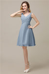 Chiffon A-line V-Neck Knee-Length Short Bridesmaid Dresses