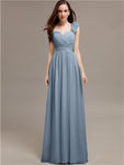 A-line One-Shoulder With Flowers Floor-Length Bridesmaid Dresses