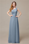 One-Shoulder A-line Chiffon Elegant Floor-Length Bridesmaid Dresses