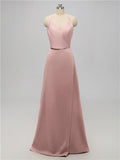 A-line V Neck Floor Length Bridesmaid Dresses