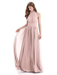 A-line Halter Elegant Chiffon Long Bridesmaid Dresses