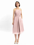 A-line Halter Sleeveless Pleats Short Bridesmaid Dresses