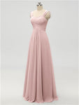 A-line Strap Chiffon Floor Length Long Bridesmaid Dresses