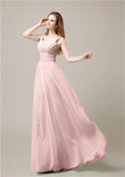 Shoulder Strap A-line Chiffon Elegant Floor-Length Bridesmaid Dresses