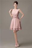 High-low Chiffon A-line Halter Short Bridesmaid Dresses