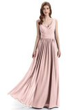 Elegant V-neck Floor Lenght Bridesmaid Dresses