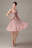 A-line Chiffon V-Neck Knee-Length Short Bridesmaid Dresses