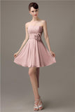 Sweatheart A-line Chiffon Short Bridesmaid Dresses with flower