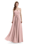 Elegant Spaghetti Strap Sweetheart Floor Length Bridesmaid Dresses