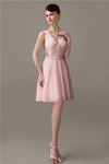 Charming A-line Chiffon V-neck Backless Bridesmaid Dresses