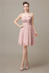 Simple Strapless Chiffon A-line Knee-Length Bridesmaid Dresses