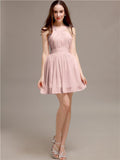 Chiffon A-line Halter Knee-Length Bridesmaid Dresses