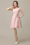 Chiffon A-line V-Neck Knee-Length Short Bridesmaid Dresses