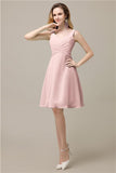 Chiffon A-line V-Neck Knee-Length Short Bridesmaid Dresses