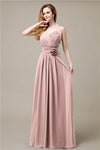 Pretty A-line Chiffon Hatler Floor-Length Bridesmaid Dresses