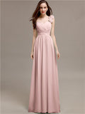 A-line One-Shoulder With Flowers Floor-Length Bridesmaid Dresses