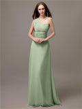 Unique One-shoulder Sleeveless A-line Floor-Length Bridesmaid Dresses