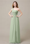 One-Shoulder A-line Sleeveless Floor-Length Bridesmaid Dresses