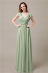 Cap Sleeves A-line Chiffon Floor-Length Bridesmaid Dresses