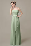 Simple A-line Chiffon Straight Floor-Length Long Bridesmaid Dresses