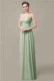 Simple A-line Chiffon Sweetheart Floor-Length Long Bridesmaid Dresses.